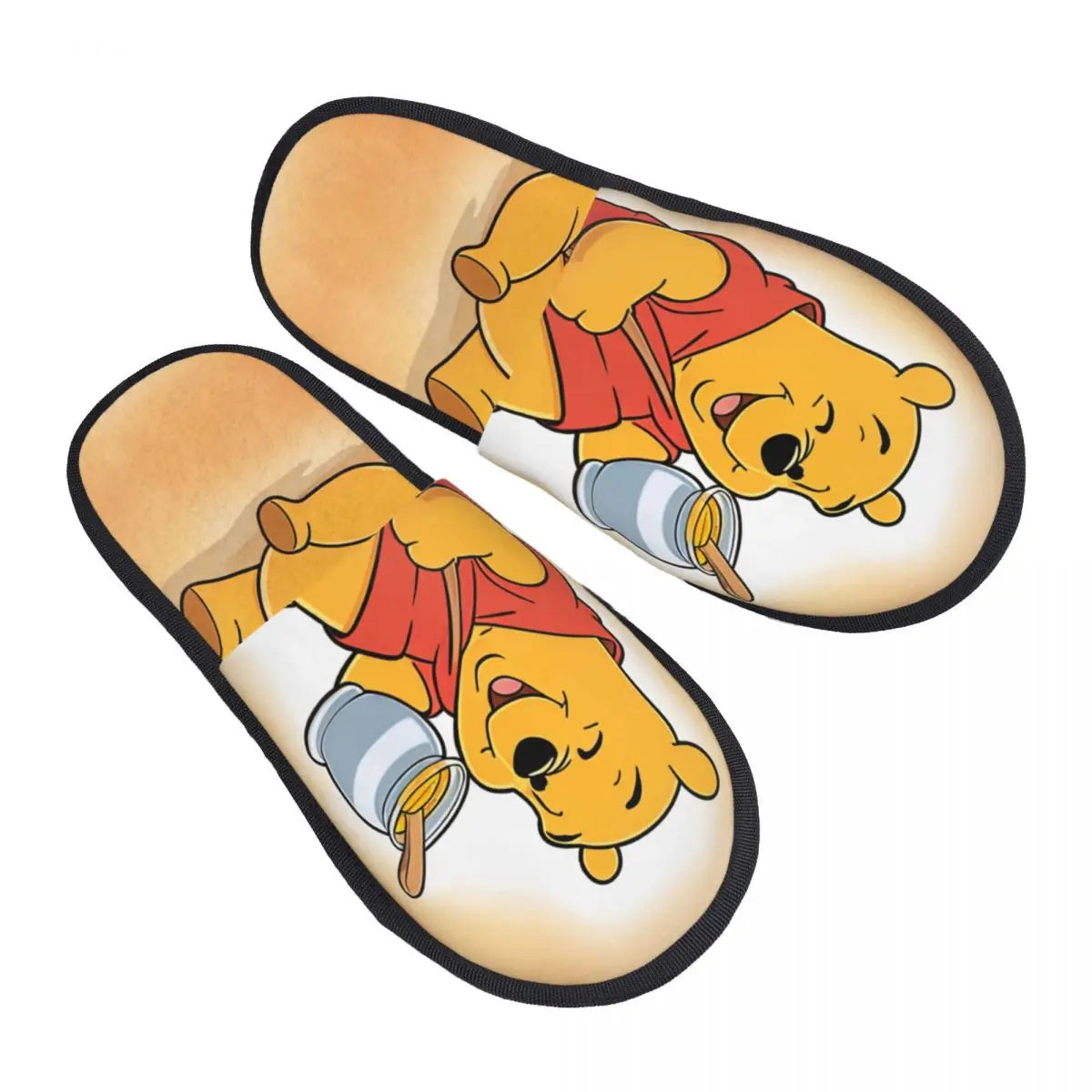 Custom Winnie The Pooh Memory Foam Slippers Women Comfy Warm Cartoon Bear House Slippers