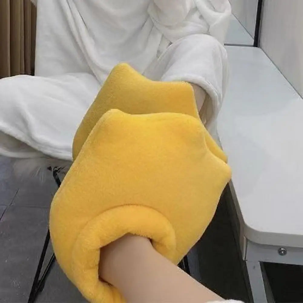 1 Pair Duck Feet Plush Slippers Unisex Cartoon Cotton Shoes Keep Warm Non-Slip Soles Ultra-Soft Cold Weather Indoor Shoes