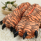 Cute Plush Toy Slippers Winter Animal Pajamas Stitch Tiger Dinosaur Paw Cartoon Warm Home Slippers Women Winter