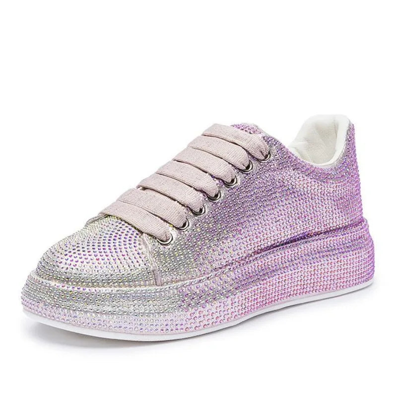 Designer Sneakers for Women 2023 New Spring Shiny Rhinestones Women's Vulcanize Shoes Fashion Autmn Platform Casual Shoes Female
