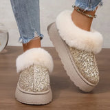 Winter Women Short Plush Warm Snow Boots Casual Shoes New 2024 Suede Fur Chelsea Ankle Boots Flats Platform Ladies Shoes