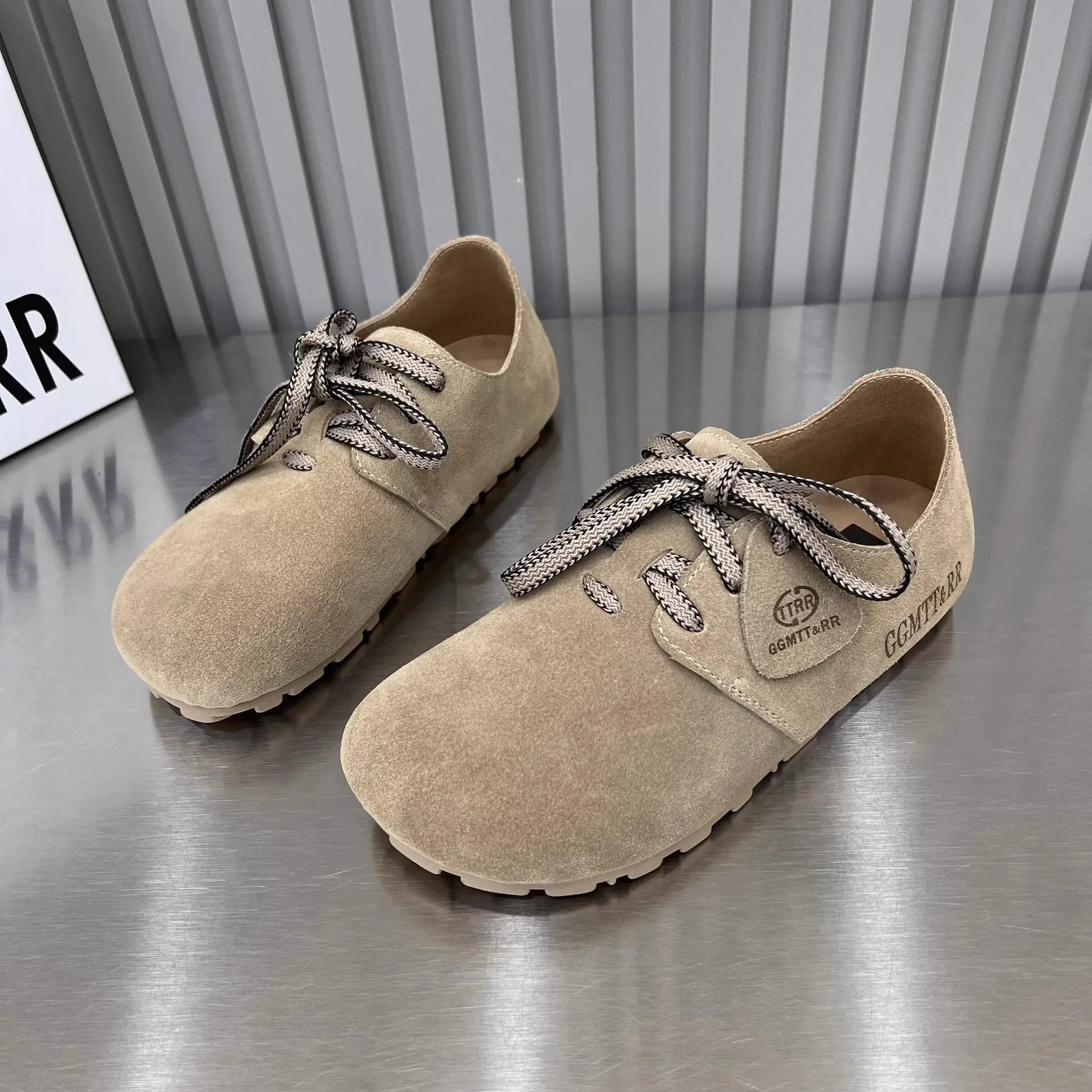 Retro flat lace-up big head woman 2024 spring and autumn puff shoes match flat casual women's single shoes