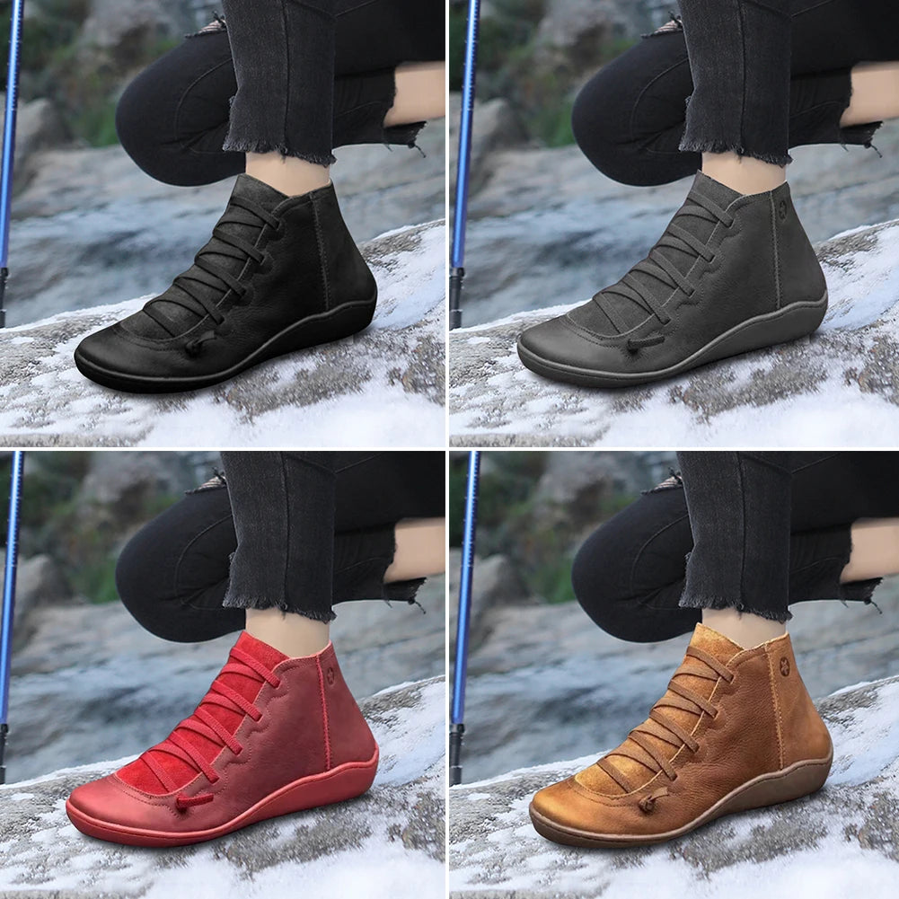 New Fashion Women Snow Boots Winter Ankle Flat Shoes Woman Short Vintage Boots Fur 2024 Female Barefoot Shoes