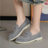 New Casual Flat Bottom Mules Lock Tassel Loafers Fashion Women Single Shoes Brand Metal Buckle Slipper Comfortable Slip on Shoes