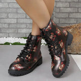 Women's Printed Short Boots Autumn/Winter New Fashion Skull Head Printed Comfortable Casual Shoes Luxury Travel Durable