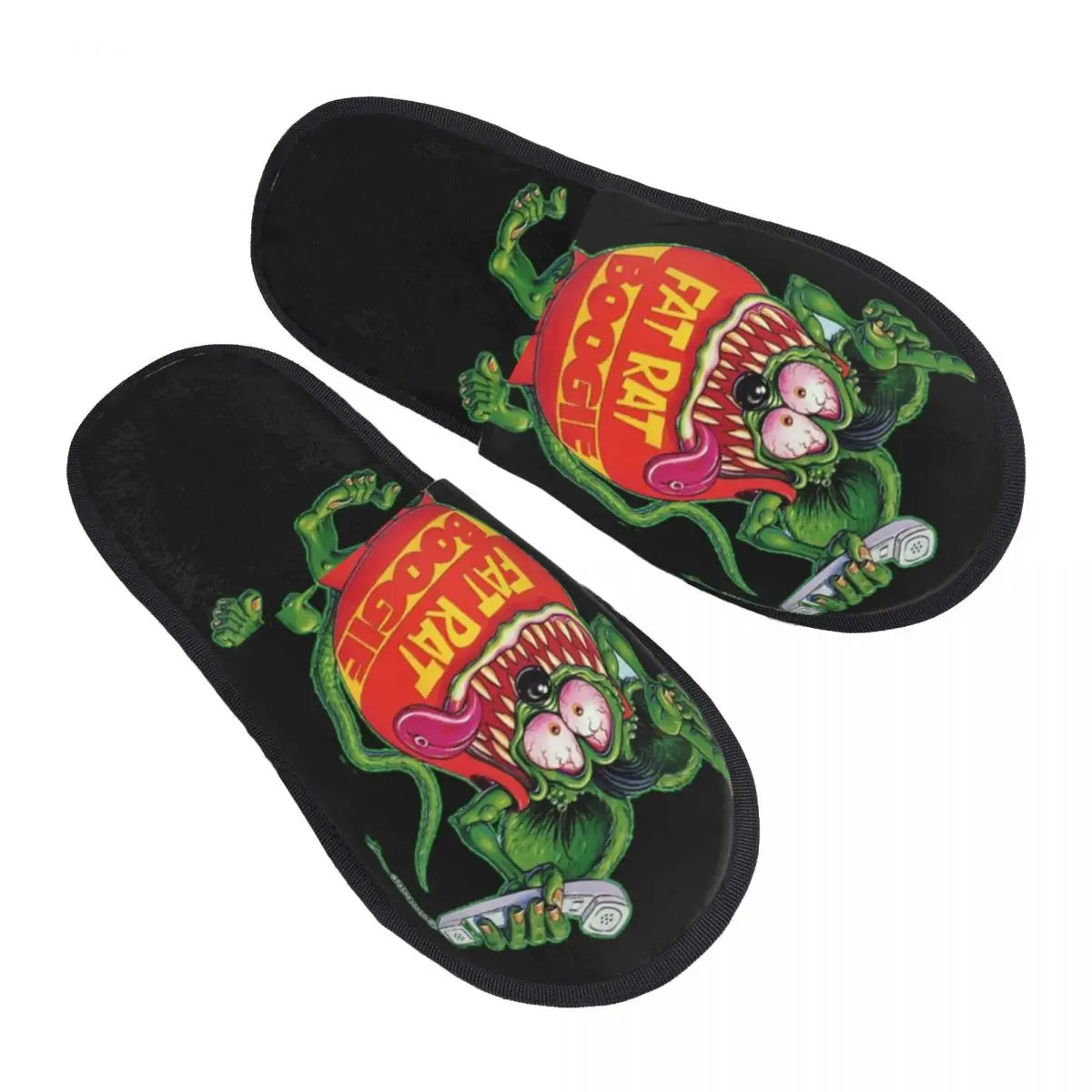 Chaussons Animés Rat Fink Personnalisés Anime Dessin Animé pour Femmes, Chaussons d'Hôtel Confortables en Mousse à Mémoire, À Enfiler