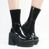 Big Size 43 Brand New Female Chunky High Heels Boots Fashion Zip Goth Platform Solid women's Boots Party Street Woman Shoes