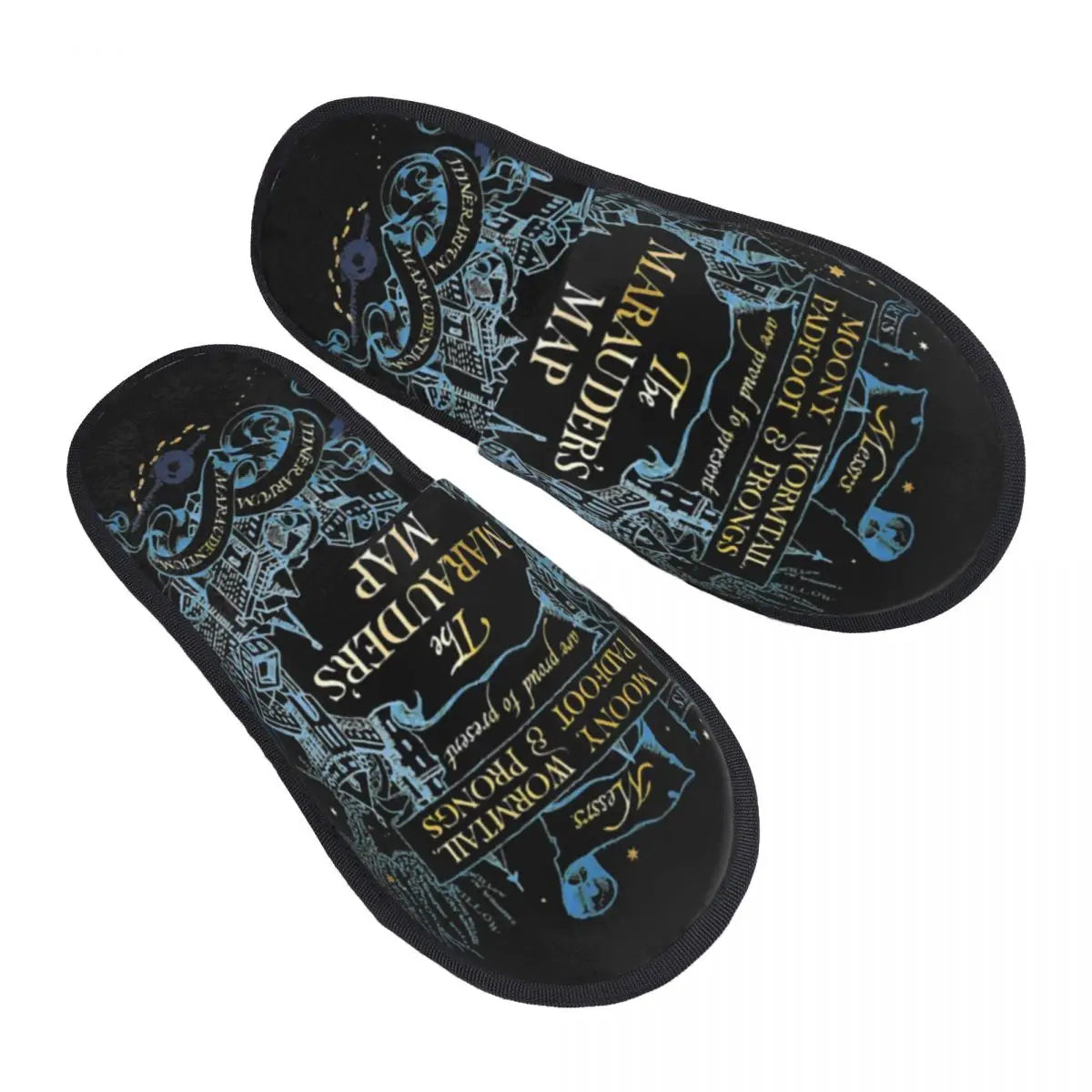 Custom Magic Marauders Map House Slippers Women Comfy Memory Foam Potters Slip On Spa Slipper Shoes
