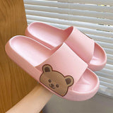 Summer Slippers Women Shoes Beach Slides Cartoon Bear Flip Flops Men'S Slipper Indoor Bathroom Anti-Slip Shoes Couple Sandals