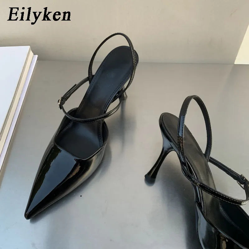 Eilyken 2025 Spring Women Slingback Shoes Fashion Shallow Buckle Strap Elegant Snadal Low Thin Heels Dress Pumps Zapatos