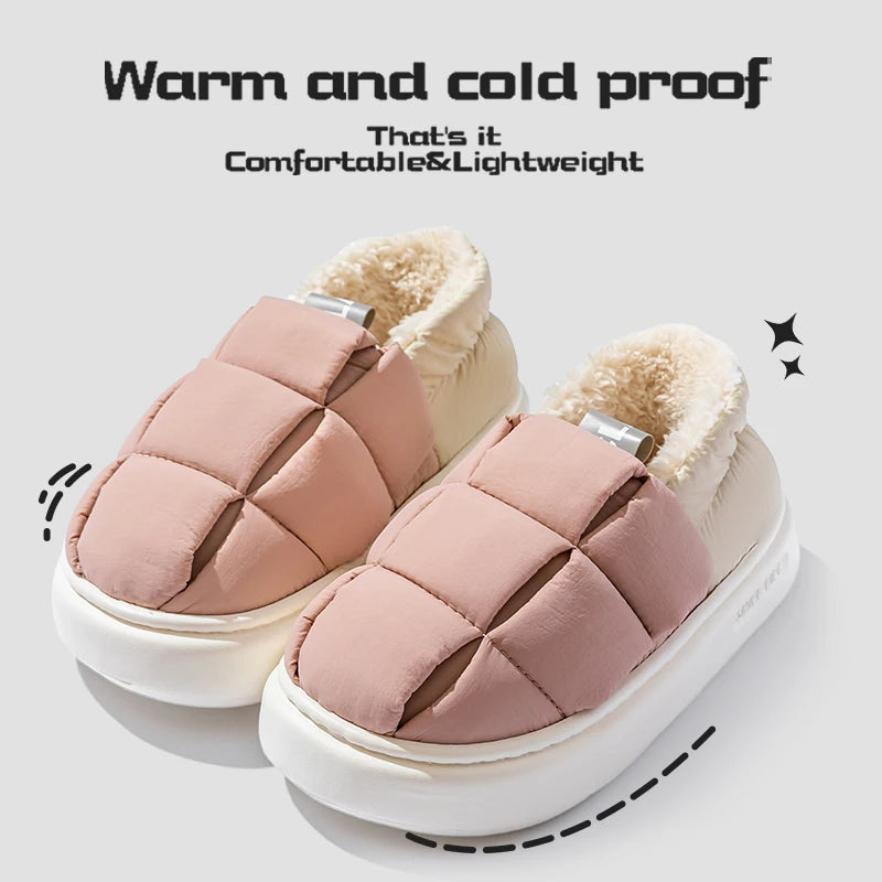 Baumwollpantoffeln für Damen im Herbst und Winter, mit zusätzlichem Samt für Wärme im Haus, dicker Bodenbeutel für Herren