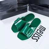 Mini Melissa Outdoor Women's Jelly Slides Sweety Girls Wide Buckle Slippers Adult Ladies Non-slip Flat Beach Vacation Shoes