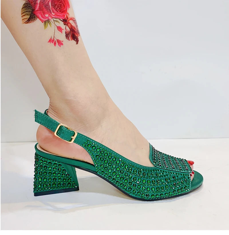 Fashionable Luxury Sandals Top Italian Designers 2023 Party Bright Diamond Uppers Summer Women's Shoes With High-heeled Nigeria