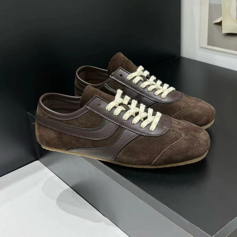 Forrest Gump Shoes Women 2025 four-season genuine leather women's sneakers flat casual retro German training shoes