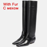 JOZHAMTA Size 35-43 Women Knee Boots 2025 Ins Fashion Stone Pattern Soft Leather Thick Heels Shoes Fall Winter Long Tall Boots