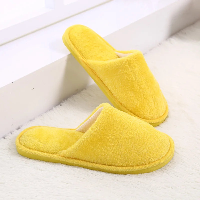 Women Indoor Slippers Thicken Warm Plush Home Shoes Autumn Winter Shoes House Flat Floor Slipper Soft Silent Slides for Bedroom
