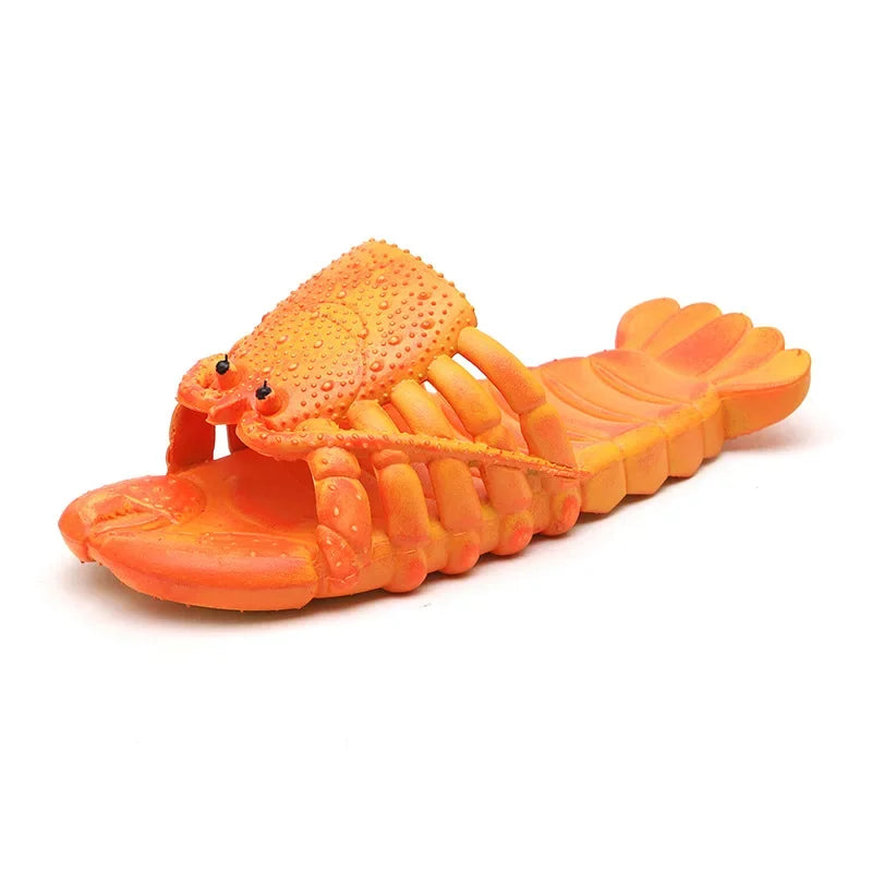 Summer Lobster Slippers Men Funny Animal Flip Flops Cute Beach Shower Casual Shoes Women Unisex Big Size Soft Home Slippers 2024