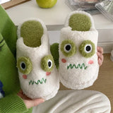 2021 Winter Women Slipper Indoor Home Antiskid Cotton Slippers Frog Cartoon Cute Soft Bottom Warm Open Toe Plush Slippers Man