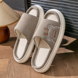 Hot Sale Women Linen Slippers Four Seasons Women Indoor Sandals Adults Cartoon Slides Couples Cute Breathable Home Shoes TG18