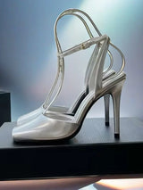 2025 Women's High-heeled Fish Mouth Buckle Sandals with European and American Sexy Fashion Stage Walking Shoes Banquet Shoes