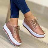 New Brand Sports Shoes Women Vulcanized Shoes Outdoor Platform Casual Shoes Female Leather Fashion Sneakers Woman Wedge Flats