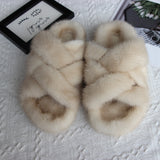 Women's Fur Slippers Women Luxury Designer Resort Fashion 100% Mink Leather Slippers Ladies Fur Shoes Flat Summer Fur Slides