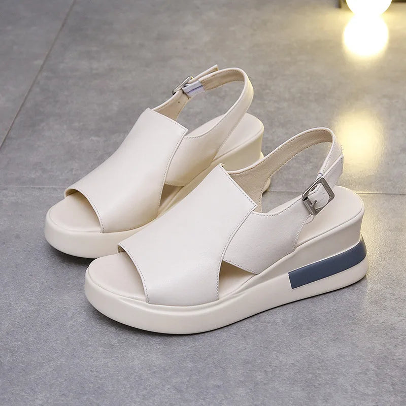 Comfortable Fashion Muffin Thick Bottom Slope Heel Women's Sandals Back Empty Snap Sandals Large Size Light Sandals 2023