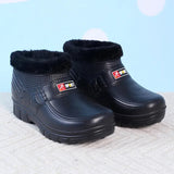 Women Waterproof Rain Boots Soft-soled EVA Plus Velvet Warm Snow Boots Low-top Non-slip Kitchen Shoes Outdoor Men Fishing Shoes