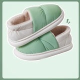 Cotton slippers for women in autumn and winter with added velvet for indoor home insulation and thick soled confinement shoes