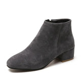 Ankle Boots Women Autumn 2024 Chunky Low Heel All-match Short Botas Solid Size Zipper Female Shoes Casual Black Botas Para Dama