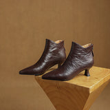 2025 Spring Vintage Pointed Toe Women Ankle Boots Fashion Thick Heel Shoes Concise Short Botas De Mujer