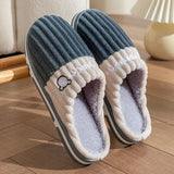 Cotton slippers for men autumn and winter indoor home decor anti slip thick bottom stepping on poop plush warm couple women