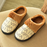 Cotton slippers for winter warmth soft and thick soled indoor home couple men and women PU leather cotton shoes