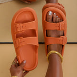Lightweight Buckle Thick Sole Slippers Women Summer Slip-On Platform Slide Sandals Woman Soft EVA Outdoor Flip Flops Plus Size45
