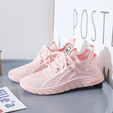 Women Fashion Casual Sneakers Comfortable Mesh Lace-Up Ladies Sport Shoes Women's Walking Mesh Flat Breathable Vulcanized Shoes
