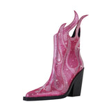 Women's new spring and autumn pointed fashion show rhinestone high heels, plus size zipper calf fashion boots