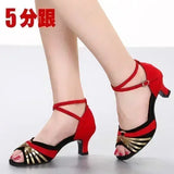 Latin Dance Shoes Women Tango Salsa Ballroom Ladies Wedding Shoes Mid Heel Heel Dance Shoe Jazz Dancing Shoes