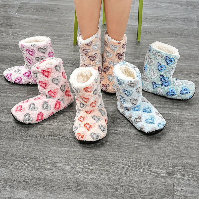 Autumn And Winter Adult Floor Socks Plus Velvet Thick Cotton Shoes Men And Women Warm Floor Boots Indoor Warm Cotton Shoes