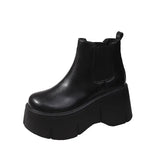 8CM Heels Winter Women Leather Chunky Ankle Boots 2023 Autumn High Platform Boots Woman Thick Bottom Non Slip Motorcycle Booties