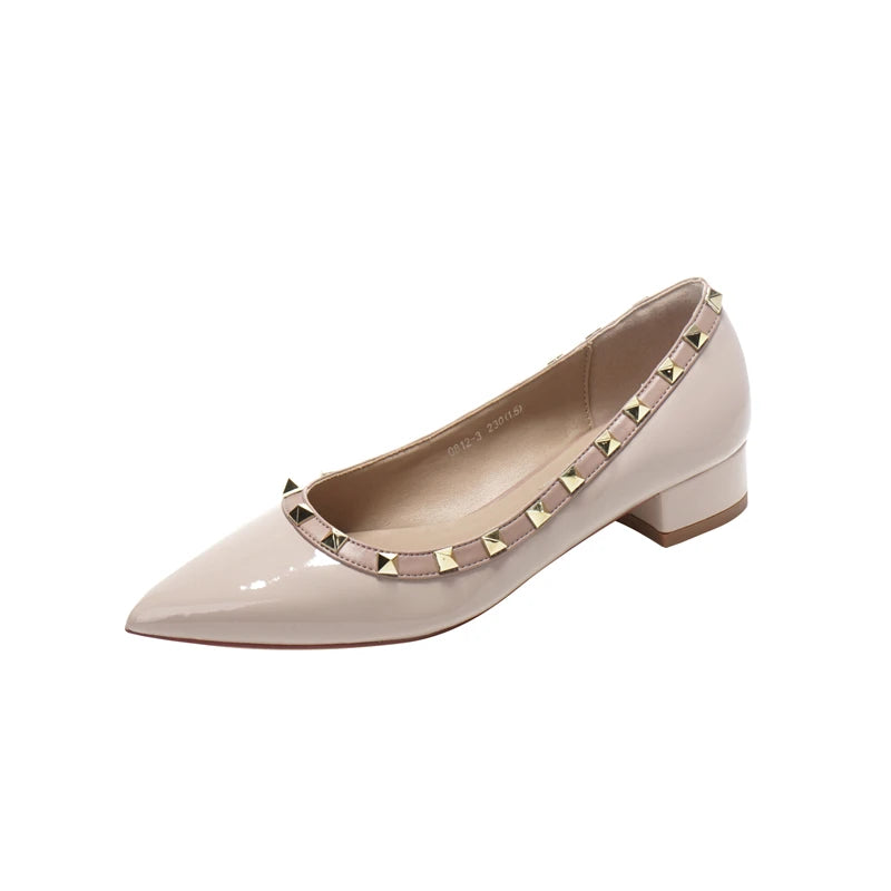 Popular Classic Black Patent Leather Rivet Flat Women Shoes Loafers Ballet Shoes White Mary Jane Pumps Walking Driving