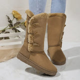 Women Snow Boots Winter Mid-calf Boots Warm Cotton Shoes Fashion Solid Color Button Ladies Brown Long Boots Plus Size 41