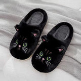 Cute Cartoon Cat Slippers Fluffy Home Thick Platform Slippers Women Men Winter Warm Plush Slides Indoor Lovely Cotton Shoes