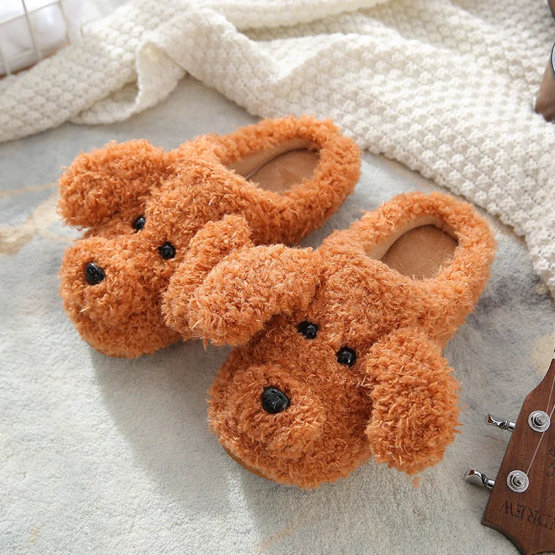 Cute Cartoon Cat Slippers Fluffy Home Thick Platform Slippers Women Men Winter Warm Plush Slides Indoor Lovely Cotton Shoes