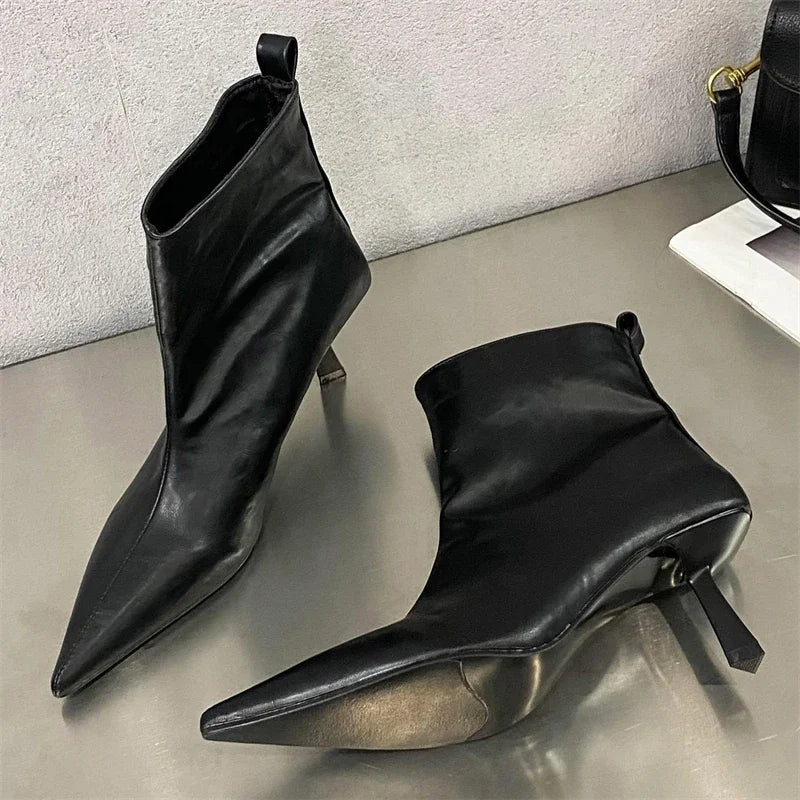 Eilyken New Fashion Pointed Toe Ankle Boots Women Wedding Party Shoes Winter Autumn Slim Short Ladies Booties