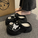 Fashion Beach Garden Shoes DIY Women's Hole Shoes 8cm Sandal Slippers Cartoon Accessories Hole Slippers Shoes for Students Girls