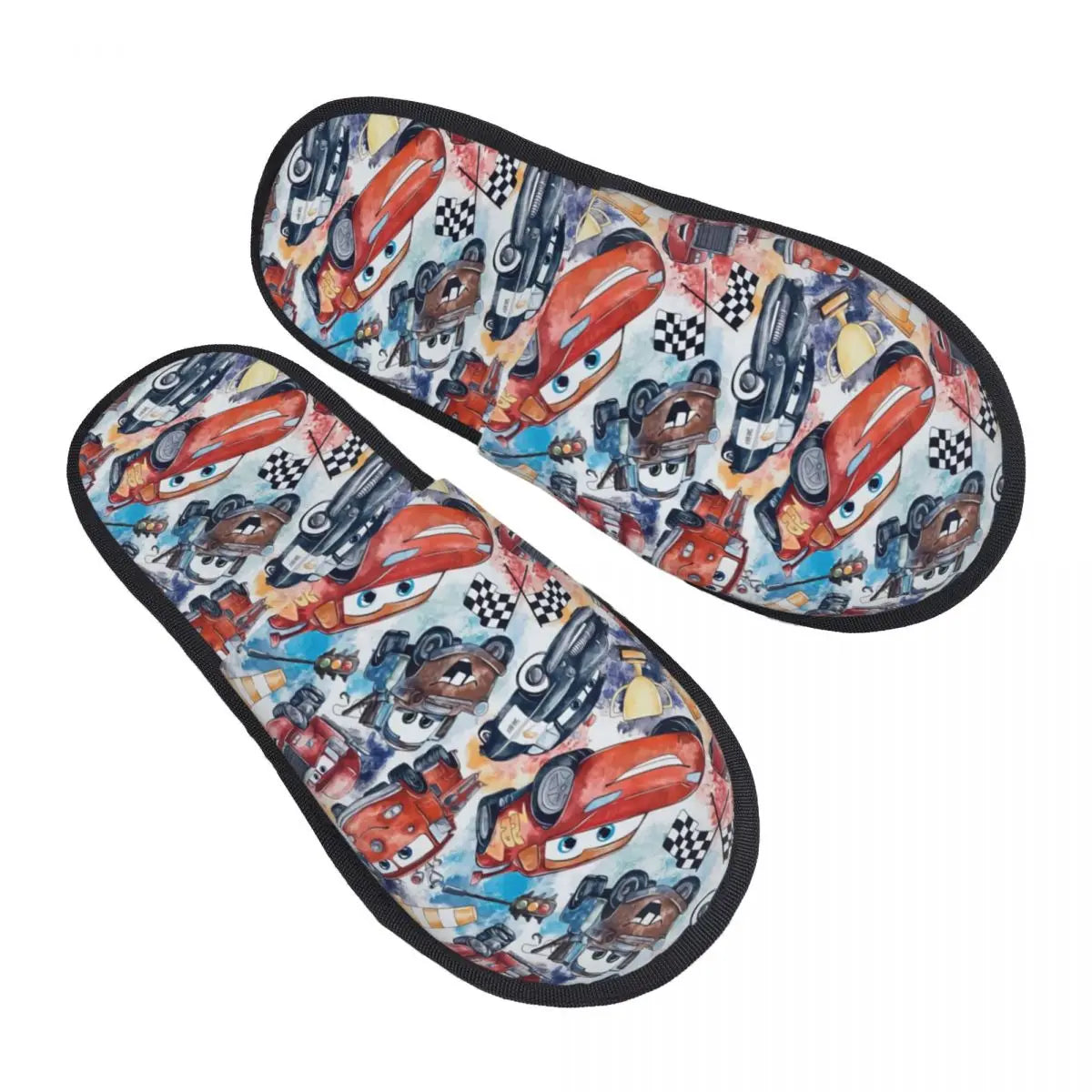 Custom Lightning McQueen Sport Cars Soft Scuff With Memory Foam Slippers Women Spa House Shoes
