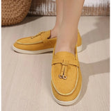 New Casual Flat Bottom Mules Lock Tassel Loafers Fashion Women Single Shoes Brand Metal Buckle Slipper Comfortable Slip on Shoes