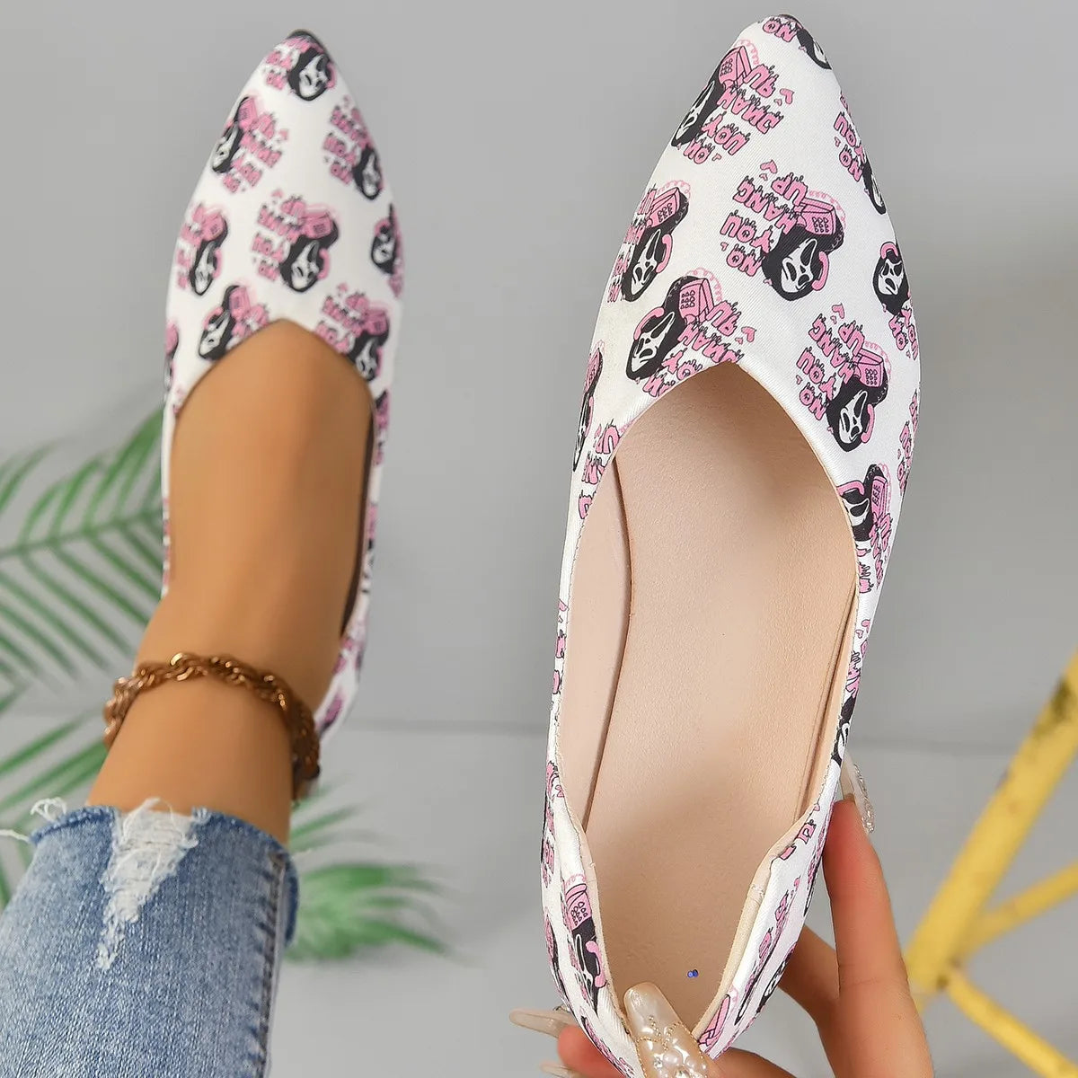 Women Pointed Toe Flat Shoes Solid Color Knitted Slip on Shoes Women Casual Breathable Ballet Flats Woman Loafers Mary Jane Shoe