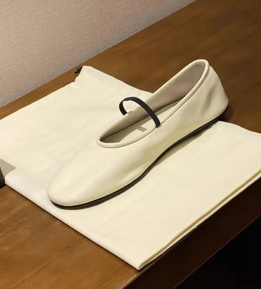 100% Leather Ballet Flats Luxury Designer Shoes for Women 2023 Black High Quality  Mary Janes Ballerina Comfortable Shoes Woman