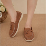New Casual Flat Bottom Mules Lock Tassel Loafers Fashion Women Single Shoes Brand Metal Buckle Slipper Comfortable Slip on Shoes